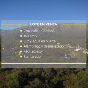 Lote en venta en Cruz de Caña Córdoba